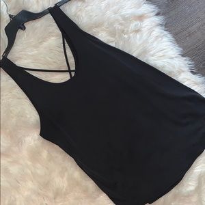 Medium Garage Criss Cross Dark Gray Tank Top